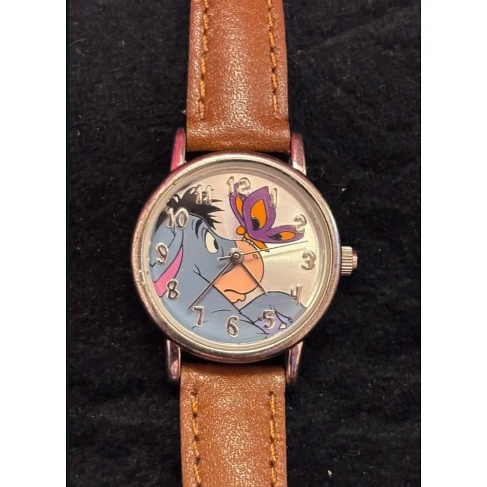 Disney Eeyore Watch SII Marketing MU0522 Brown Leather Strap New Battery